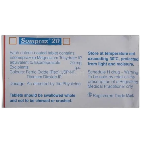 sompraz 20mg tablet 15's